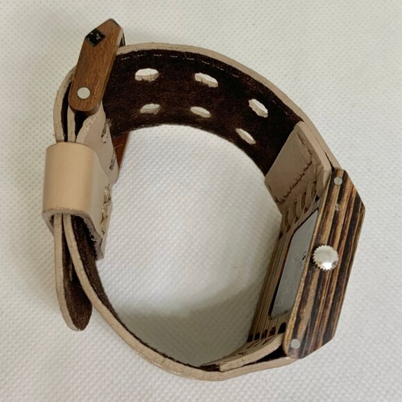 Mistura Ferro wooden unisex watch 47mm quartz analog beige wide leather running main image 8